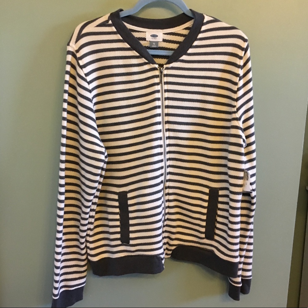 Old Navy Gray Striped Bomber Jacket XL NWT